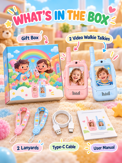 🌈Kids Video Walkie Talkie Set (2-Pack) – Intercom with Camera & Screen
