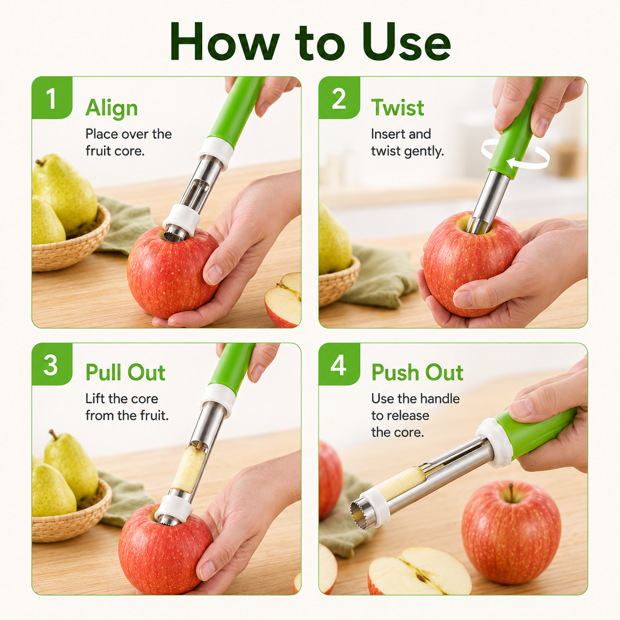 2-in-1 Apple Corer & Peeler 🍎🔪 , Stainless Steel Fruit Tool , Must-Have Kitchen Gadget ✨