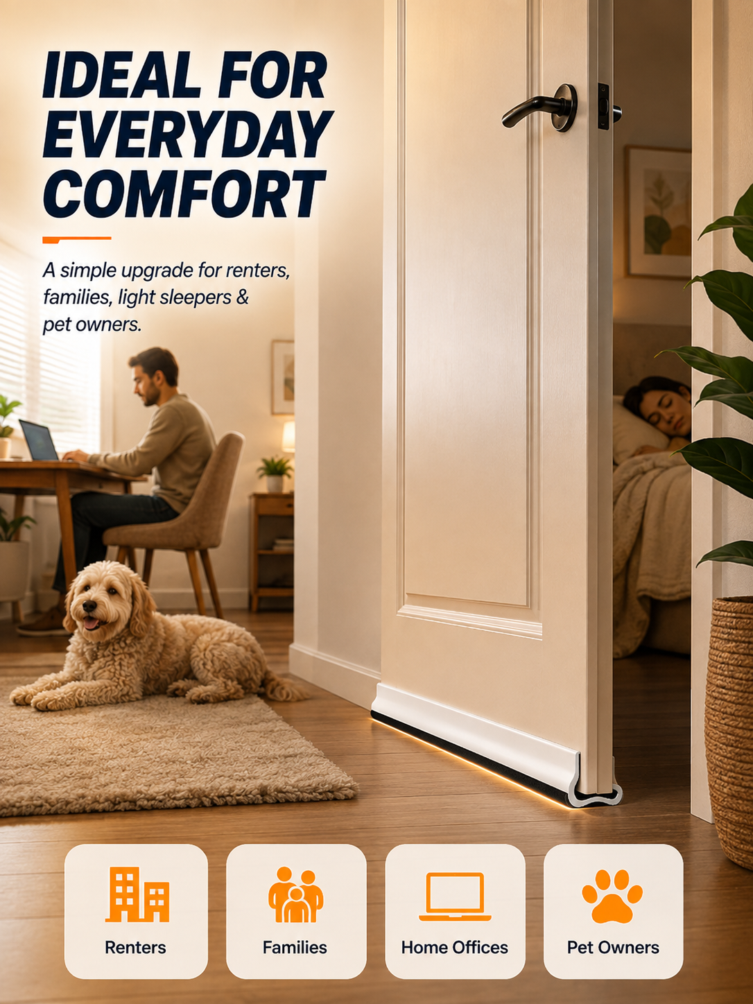 ❄️ Stop Cold Drafts From Entering Your Home – Triple Seal Door Weather Strip
