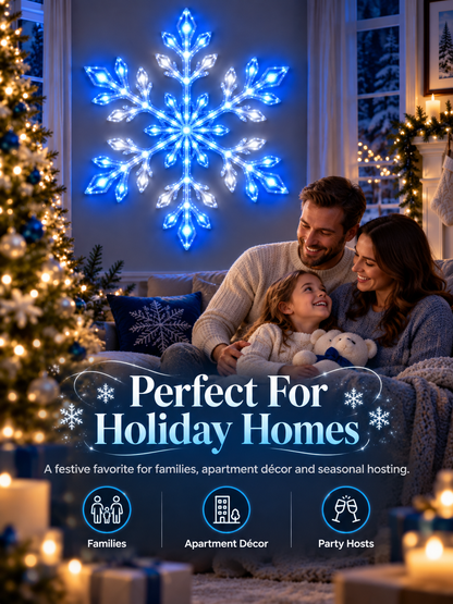 ❄️ Remote-Controlled Snowflake Wall Light Set – Blue & White Christmas Décor