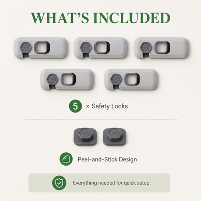 🔒 5-Pack Child Safety Locks – No Drill, Easy Install