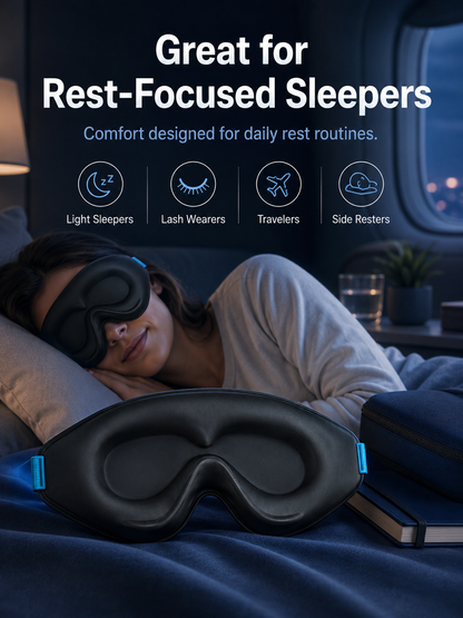 😴 3D Zero-Pressure Blackout Sleep Mask – Lash-Friendly Contoured Memory Foam Eye Mask
