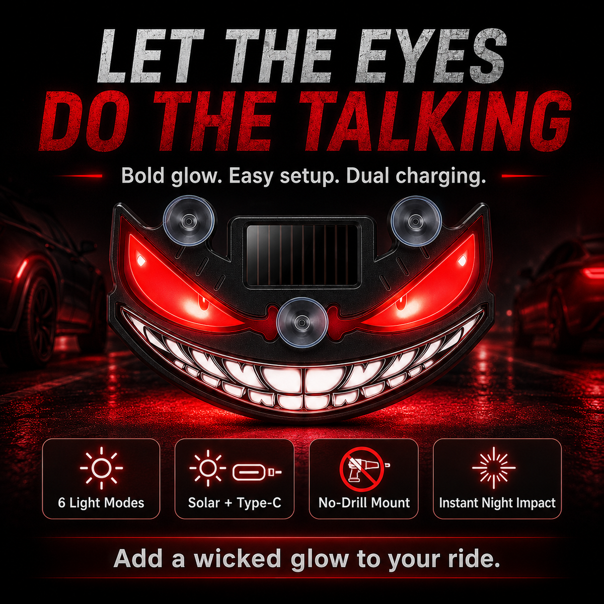 Demon's Eye – Solar LED Car Ambient Light with Dynamic Glow