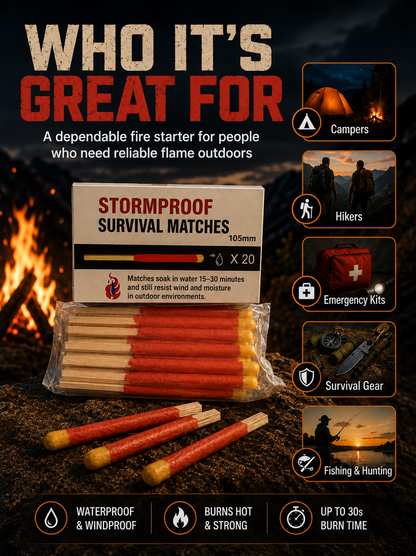 🔥 Stormproof Matches – Windproof Outdoor Emergency Fire Starter