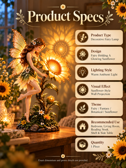 🧚 Enchanted Sunflower Fairy Lamp – Warm Glow Fantasy Table Decor