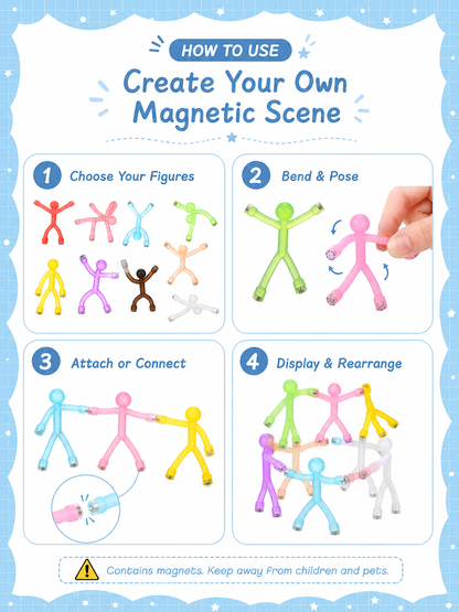Magnetic Fidget Figures – 10PC Bend, Snap & Connect Set