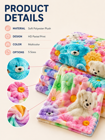 🐻🌈Colorful Bear Flannel Blanket