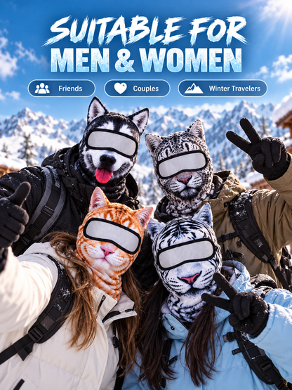 🐾❄️  3D Cat Print Balaclava – Funny Full-Face Outdoor Hood Mask