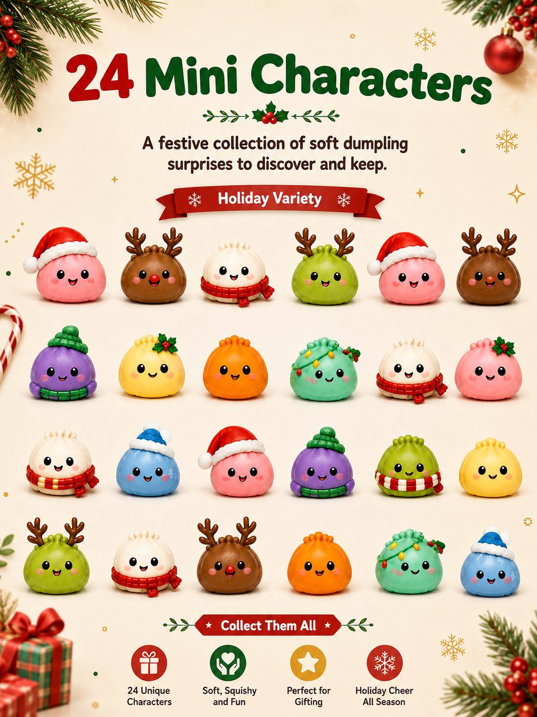 🎁Mini Dumpling Squishy Advent Calendar