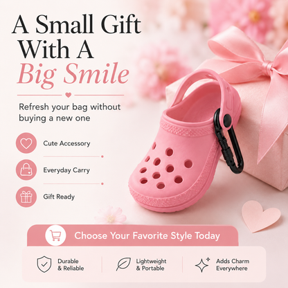 ✨ Mini Clog Charm Pouch – Cute Bag Pendant with Carabiner Clip & Coin Holder