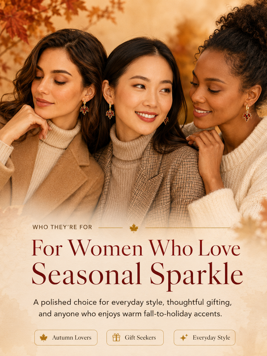 🍁 Autumn Glow: Crystal Maple Leaf Drop Earrings in Gold Finish