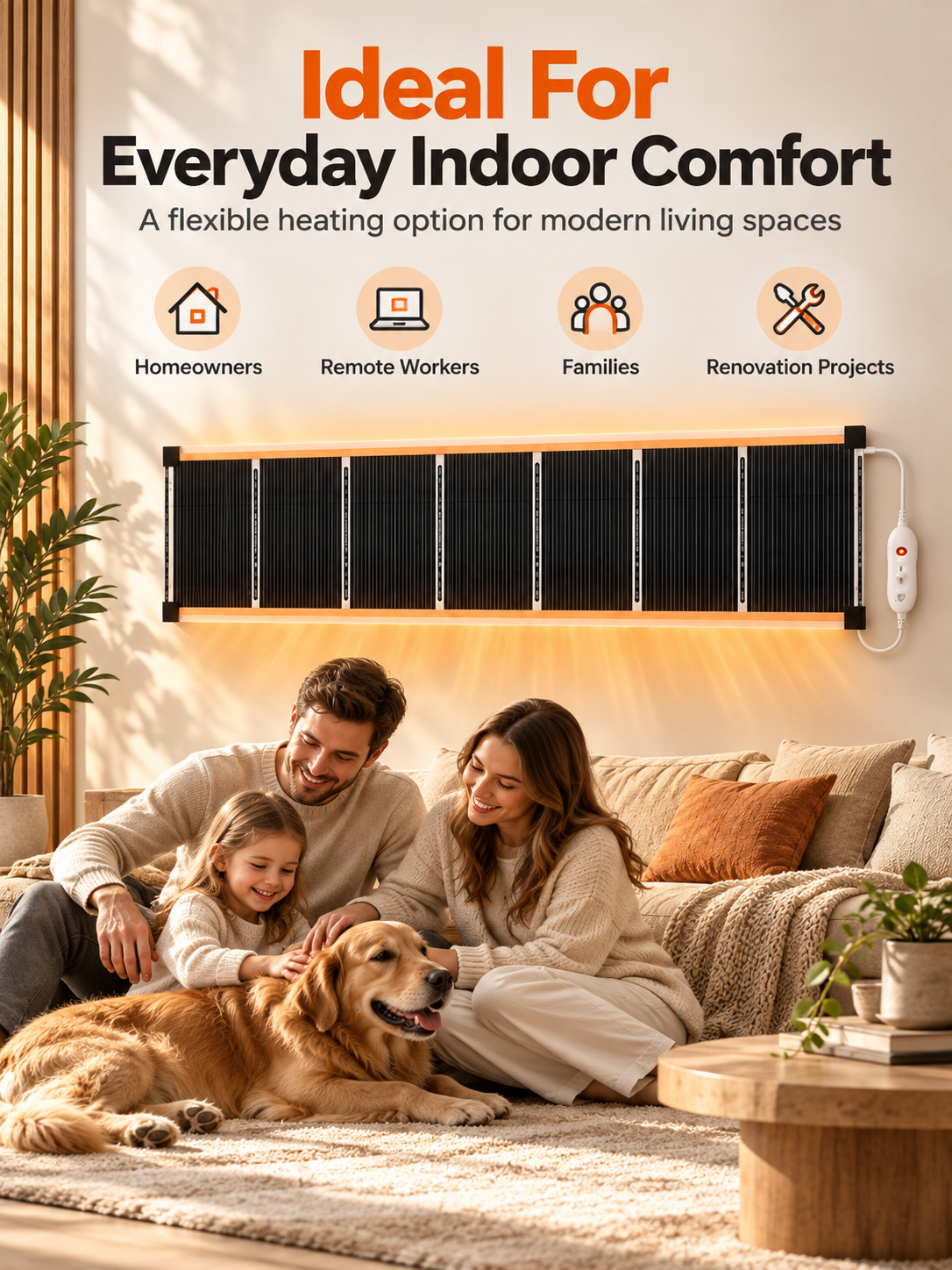 🔥3-Second Rapid Heating Honeycomb Graphene Far-Infrared Ceramic Wall Heater – Low Noise & Energy Efficient Indoor Wall Mount Heater