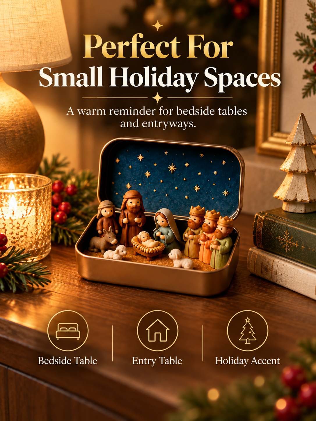 Daily 1000+ Sold｜Mini Christmas Nativity Set in Tin Box