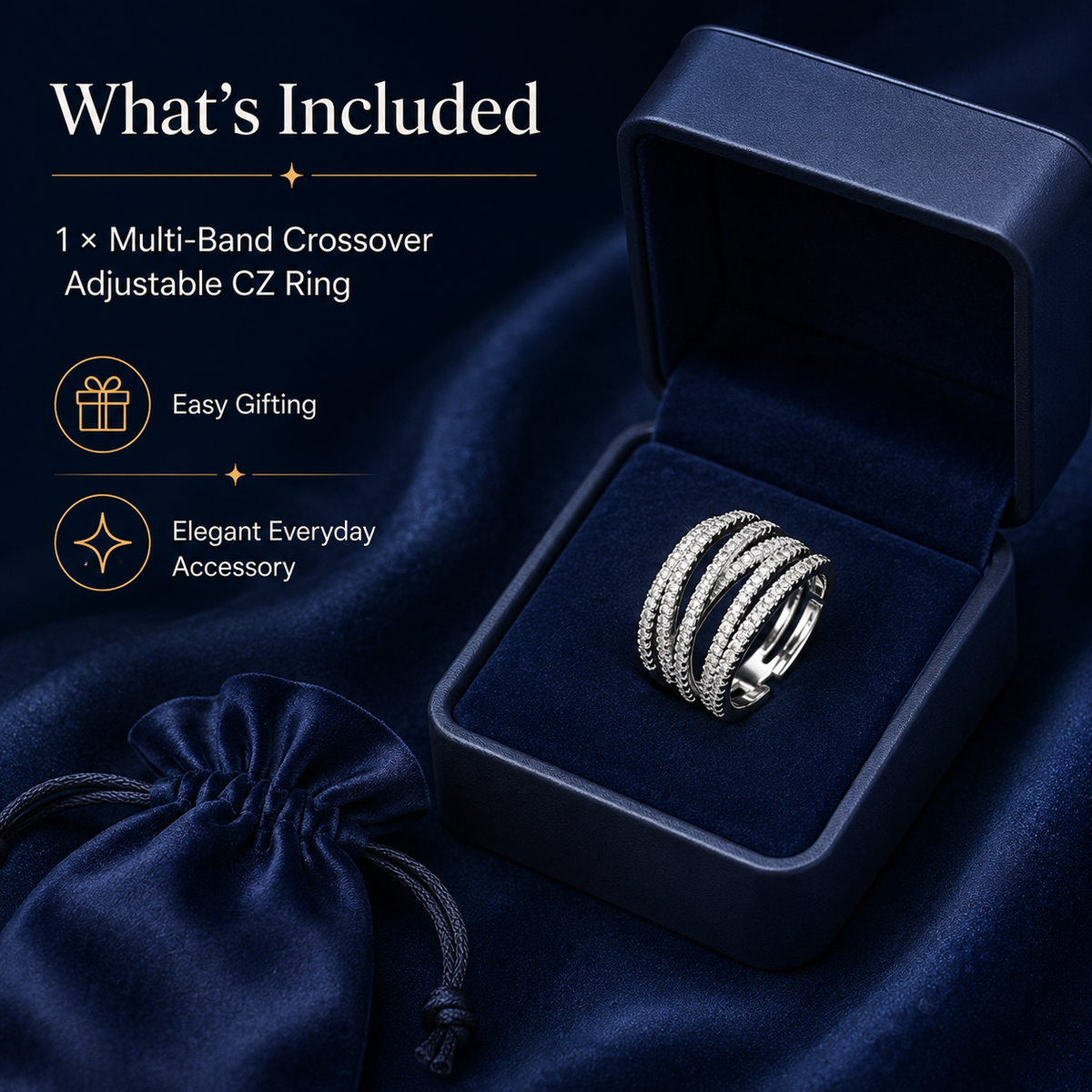 🎁Adjustable Multi-Band Crossover Ring