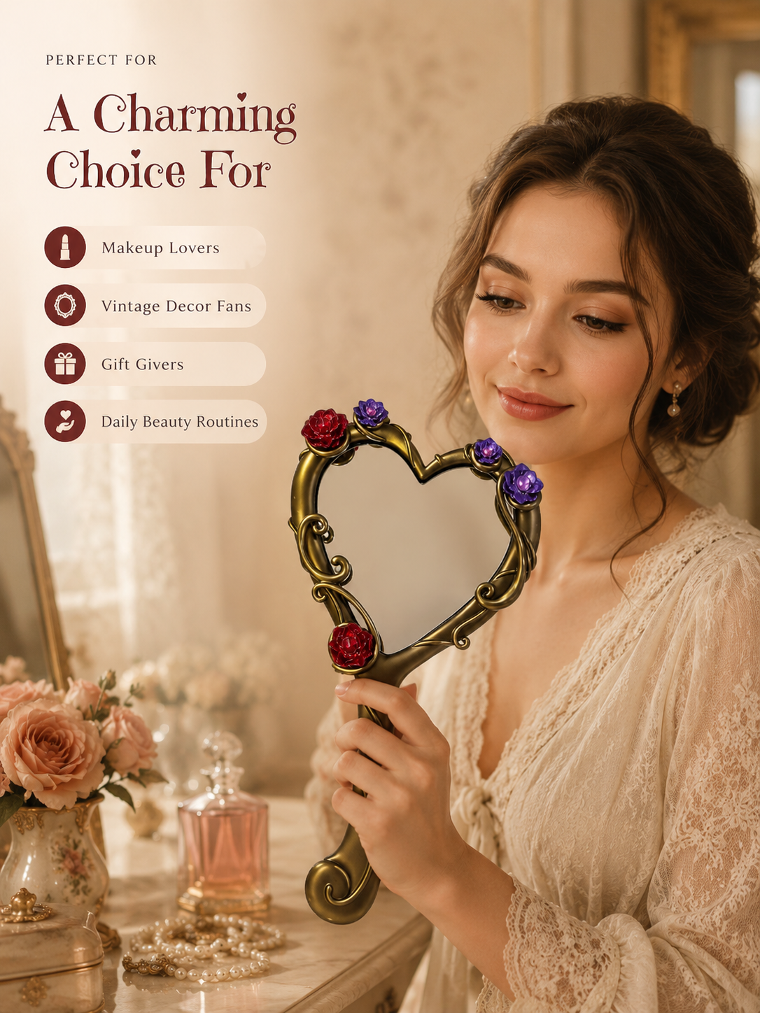 🪞Vintage Heart-Shaped Handheld Mirror