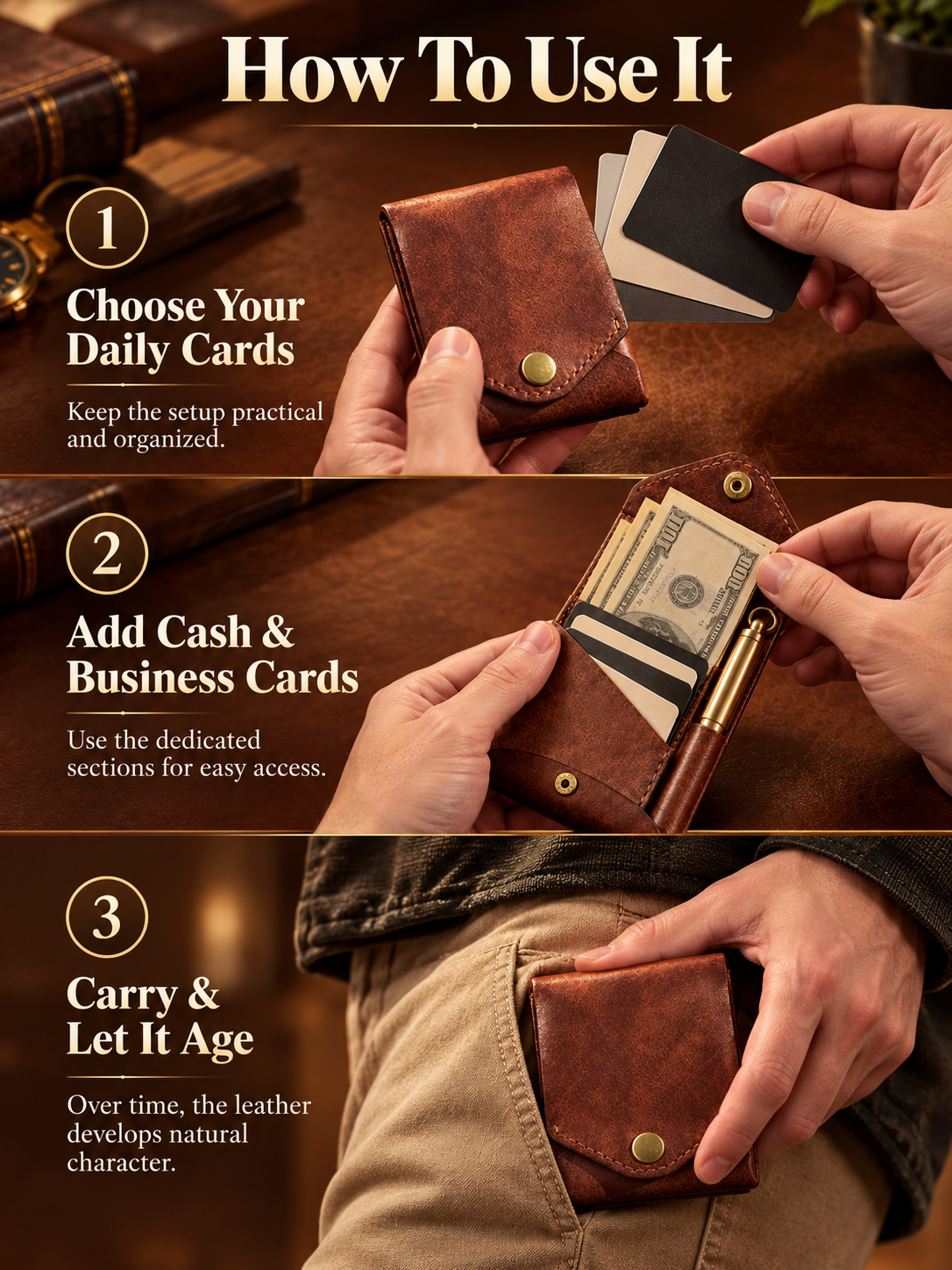 🎁Vintage Handmade Leather Wallet With Business Card Holder