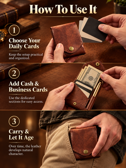 🎁Vintage Handmade Leather Wallet With Business Card Holder