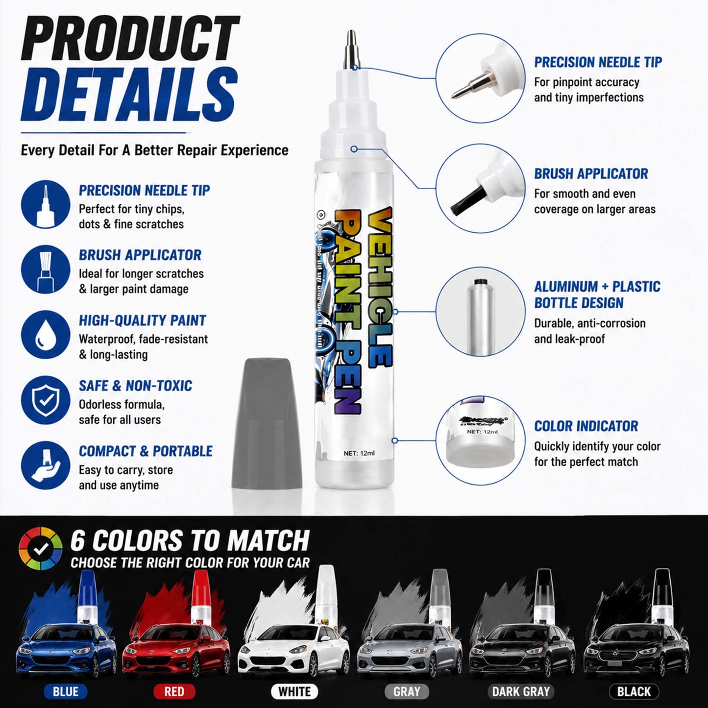 🔥 50% OFF TODAY |🚗 Car Scratch Repair Pen – Quick Touch Up Paint For Car Scratches