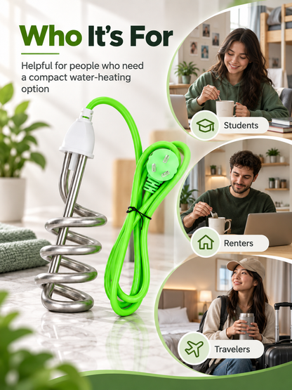 🔌 Portable Immersion Water Heater – Compact Plug-In Design for Small Spaces