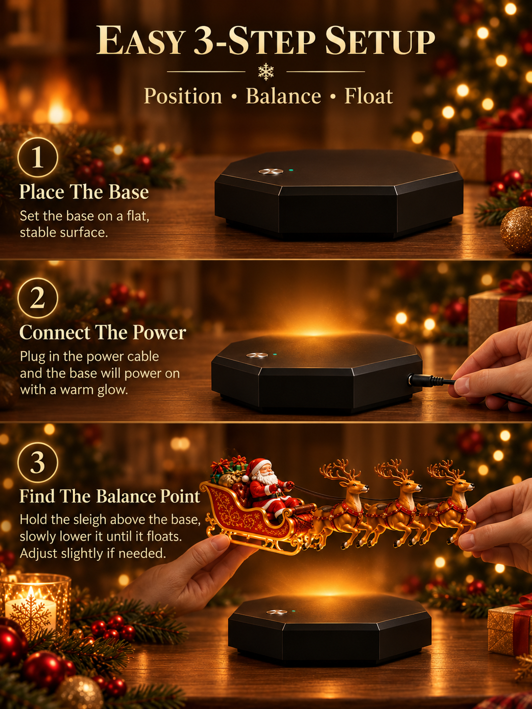 🎄Magnetic Levitation Santa Sleigh Christmas Display