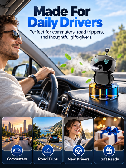 🤖 Smart Car Air Freshener – Rechargeable LED Expression Aroma Diffuser For A Fresh & Fun Drive