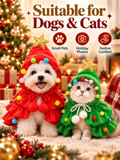 🐶🎄Christmas Tree Pet Cloak Costume for Dogs and Cats