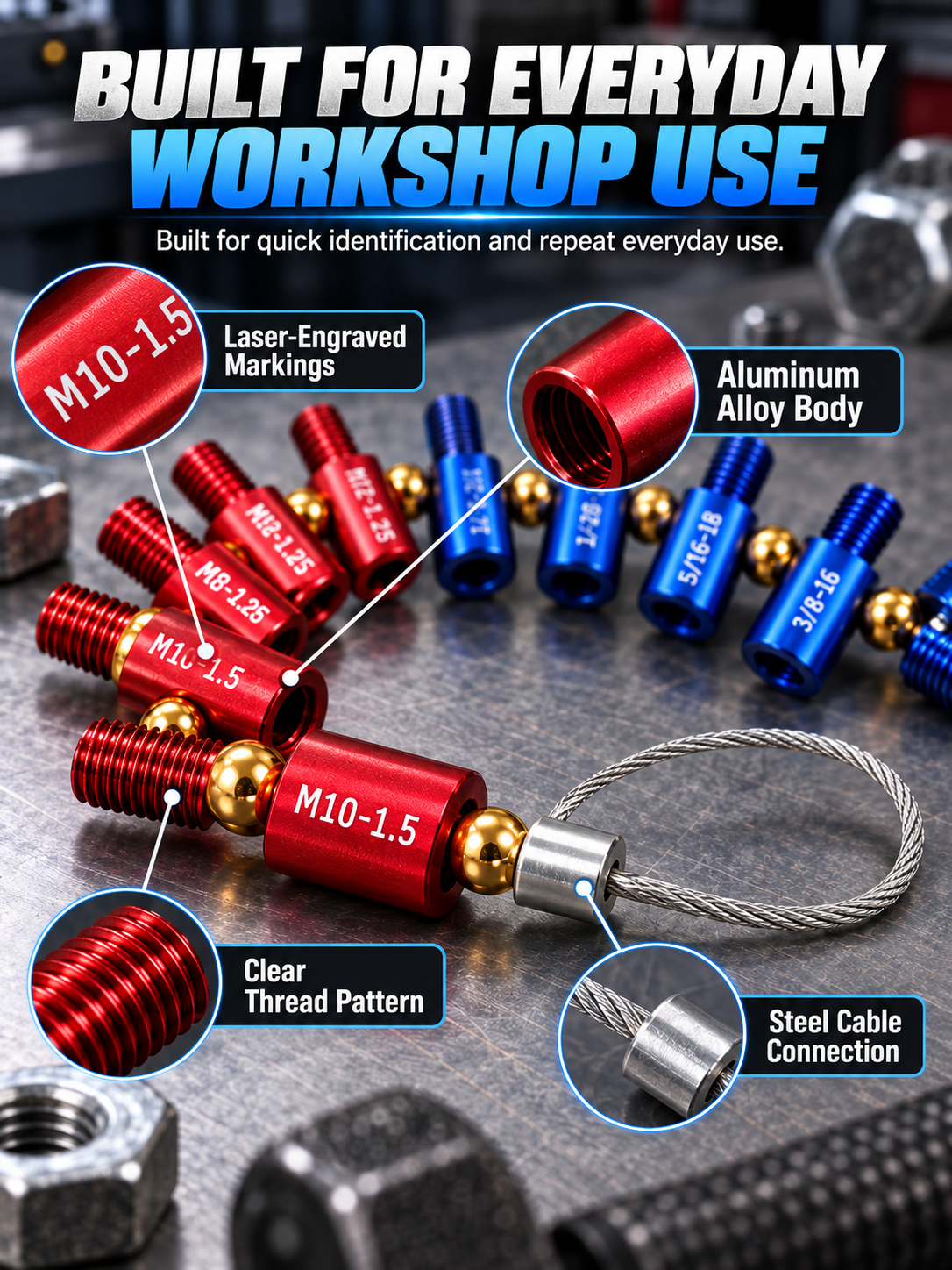 🔩 26-Piece Nut & Bolt Thread Gauge – Metric & SAE Size Checker