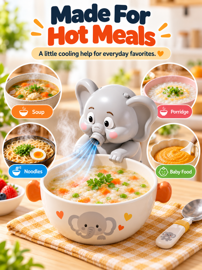 🐘 Hands-Free Food Cooling Fan – Cool Hot Meals Faster Without Blowing