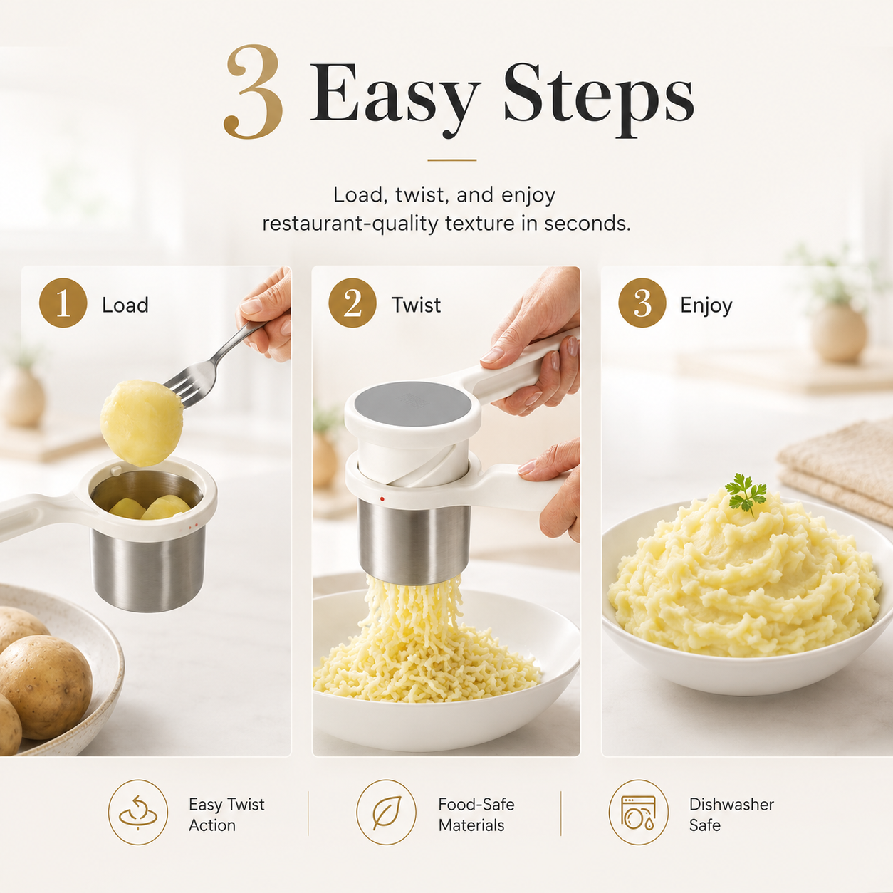 Potato Ricer Masher Ergonomic Twist