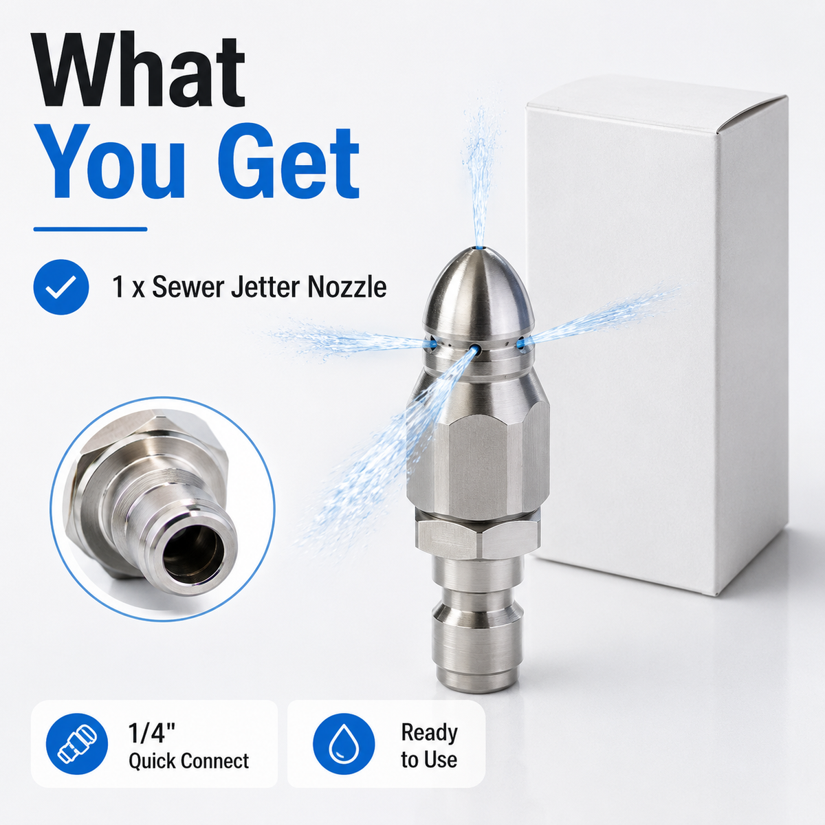 🚿 Powerful Stainless Steel Sewer Jetter Nozzle – Up to 5000 PSI for Deep Drain Cleaning! 💧