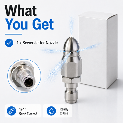 🚿 Powerful Stainless Steel Sewer Jetter Nozzle – Up to 5000 PSI for Deep Drain Cleaning! 💧