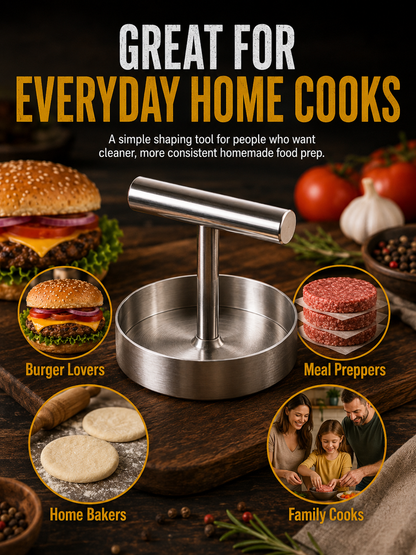 🍔 BBQ FAVORITE | Manual Burger Patty Press – Uniform Round Patties for Grilling, Meal Prep & Home Cooking