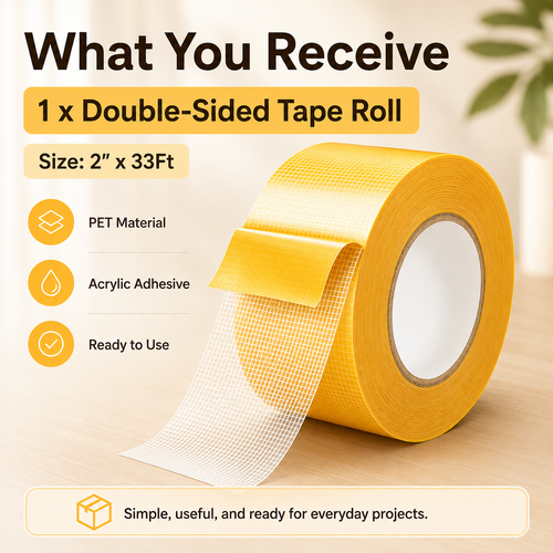 Heavy Duty Double Sided, Strong Adhesive PET Tape, Removable No Residue
