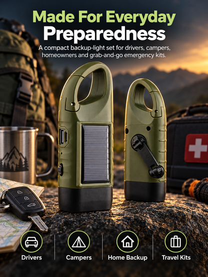 🔦 5-in-1 Emergency Hand-Crank Flashlight – Solar & Dynamo Rechargeable Outdoor Light