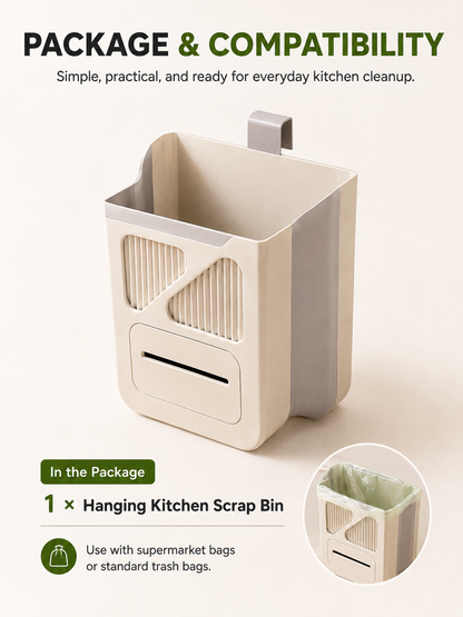 🥕 Hanging Kitchen Trash Bin – Cleaner Countertop Scrap Bin