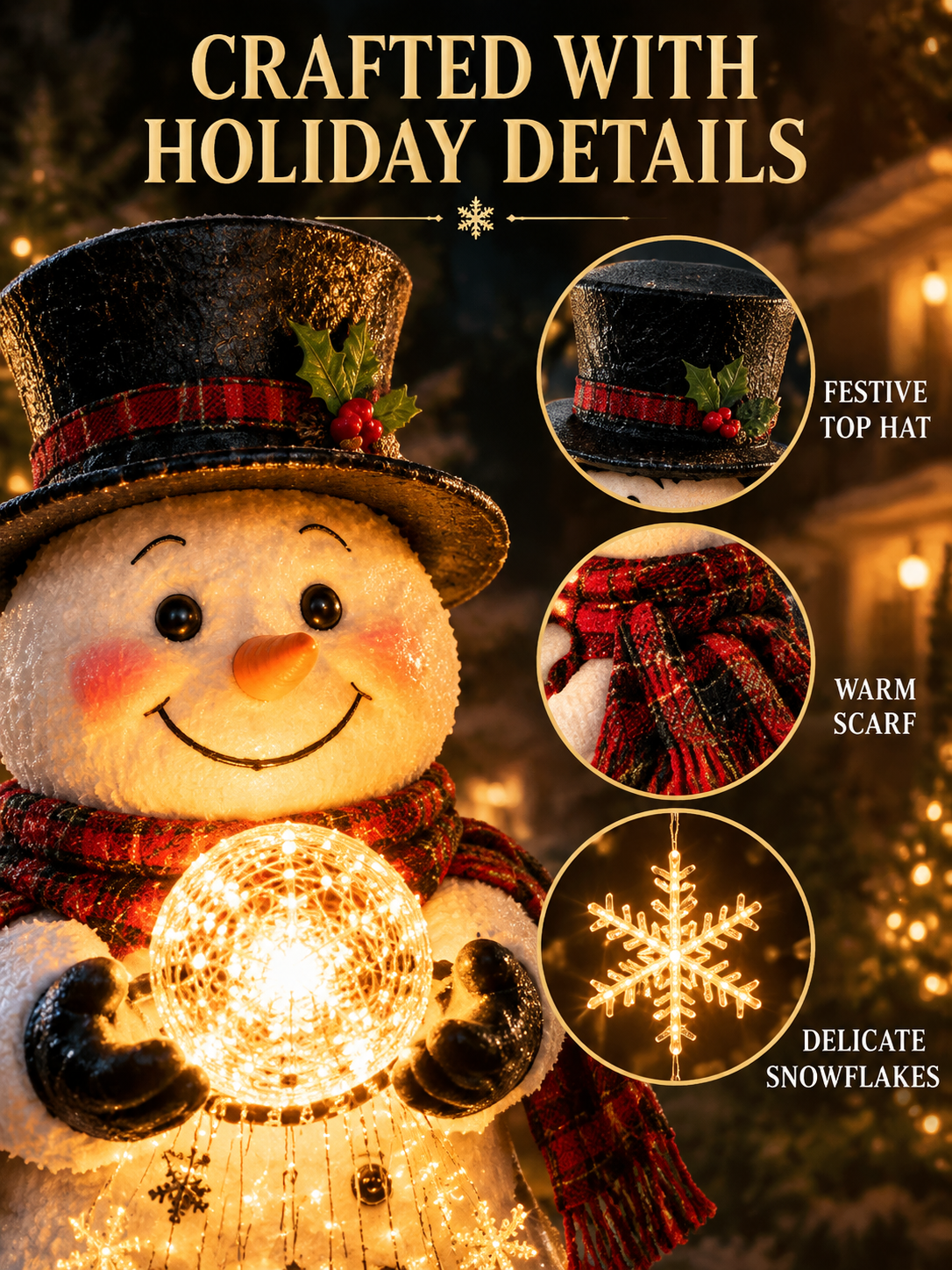 ⛄Snowman Magic Fountain Solar Christmas Garden Light