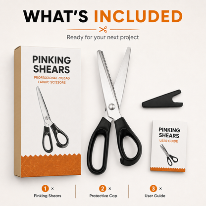 ✂️ Professional Pinking Shears – Stainless Steel Zigzag Fabric Cutting Scissors