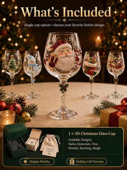 🎄 3D Christmas Collectible Stemmed Glass – 6 Festive Designs