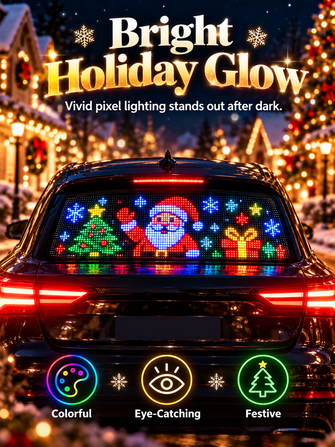 🎄 Christmas LED Car Rear Window Display – App-Controlled Flexible Pixel Screen
