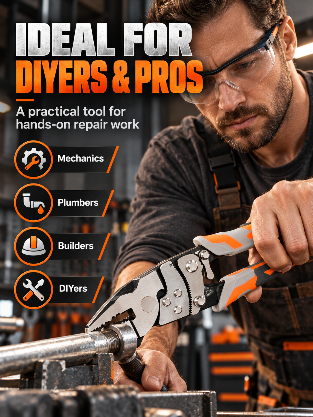 🔧 Self-Locking Ratchet Pliers – Secure Grip, Less Effort