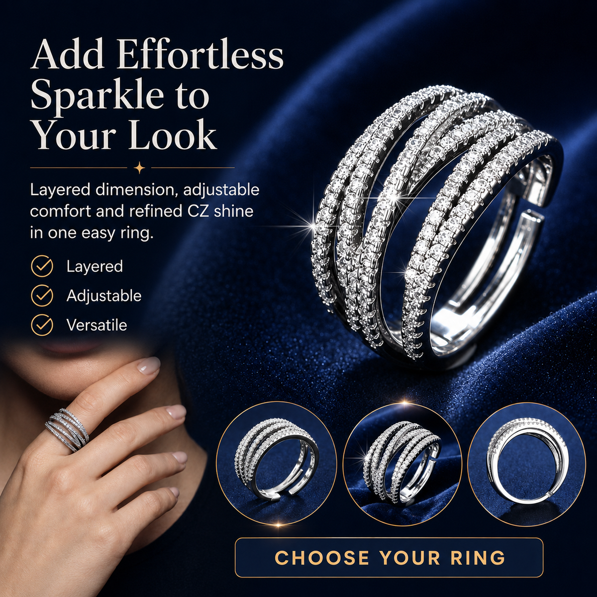 🎁Adjustable Multi-Band Crossover Ring