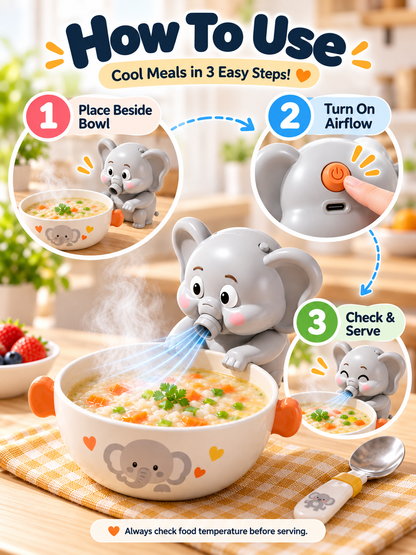 🐘 Hands-Free Food Cooling Fan – Cool Hot Meals Faster Without Blowing