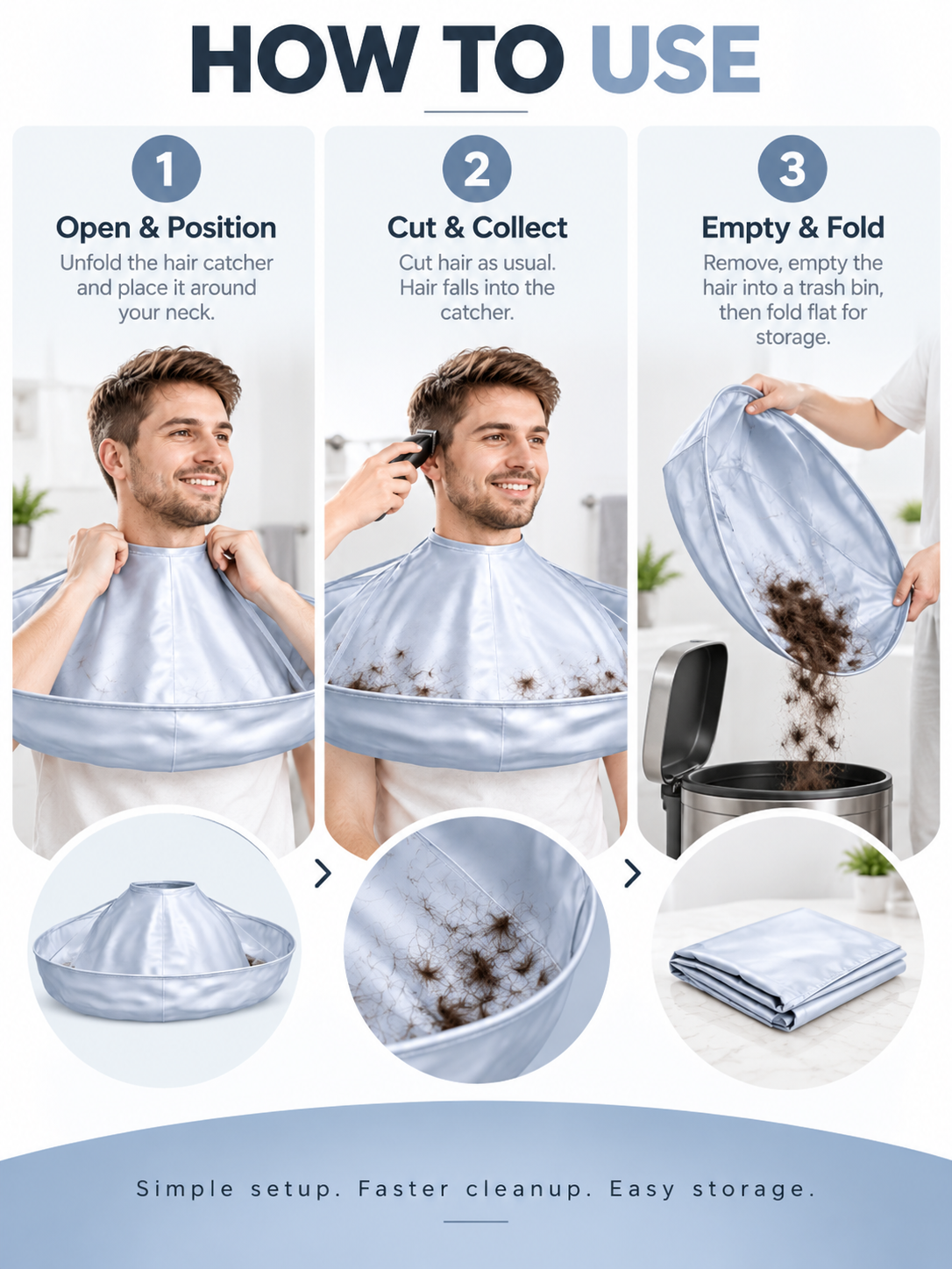✂️ Haircut Cape with Catcher – Adjustable Hair Cutting Umbrella for Home & Salon
