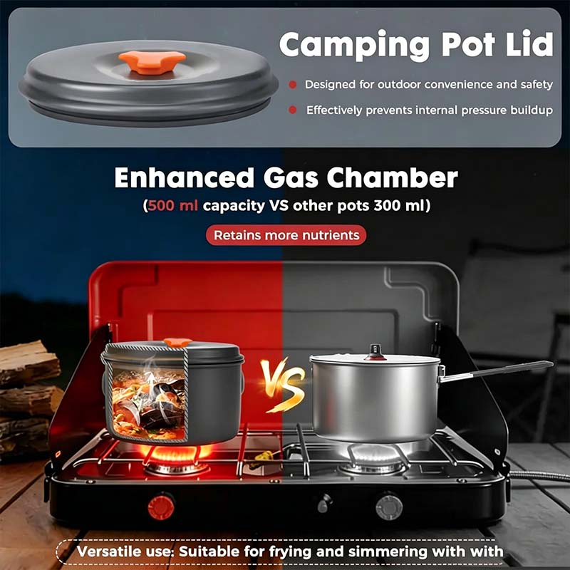 🔥HOT SALE 49% OFF🍳2026 Pro Outdoor Camping Cookware: 3-in-1 Ultra-Light Pots, Pans & Kettle Set! 🏕️🛒