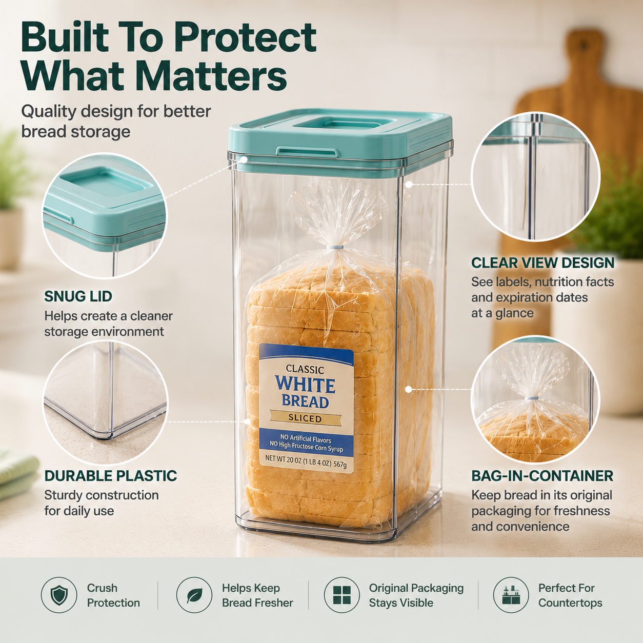 🍞 Bread Storage Container Set | Keep Bread Fresh & Protected