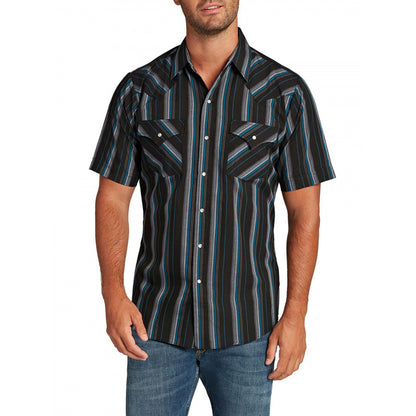Men’s Striped Western Snap Shirt – Short Sleeve Workwear