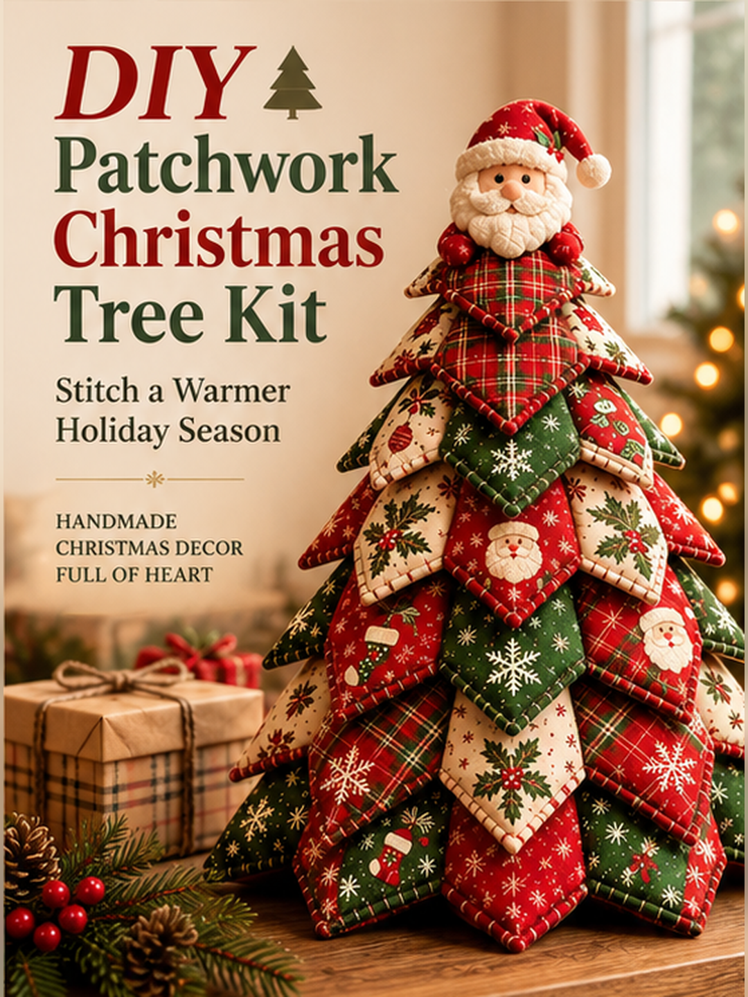 🎅 Christmas Tree DIY Kit 🎄🎁 Festive Patchwork Fabric Craft Cute Tabletop Holiday Decor Centerpiece