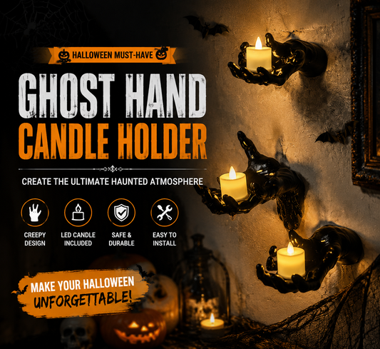 👻 Ghost Hand LED Candle Holder Set – 3-Piece Gothic Halloween Wall Decor