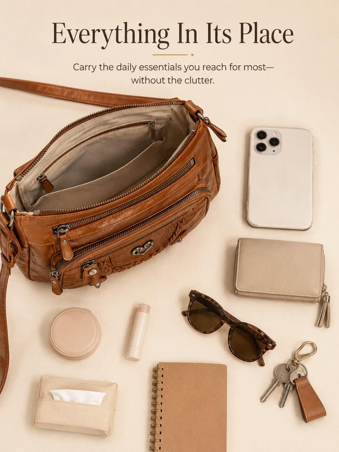 📢📢50% OFF !! ⏰Women's Soft PU Leather Multi-Pocket Crossbody Bag