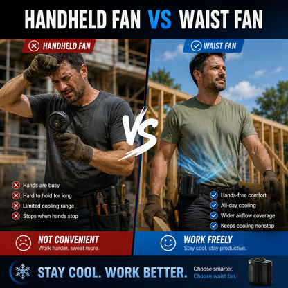 ❄️ Portable Waist Fan | Hands-Free Cooling Fan for Outdoor Work